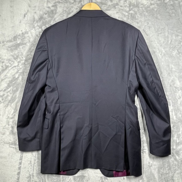 Trussini Blazer Mens 54 Navy Blue Made in Italy Wool Lana Super 100s Coat Jacket - Picture 4 of 14